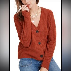 Madewell Cameron Ribbed Cardigan Sweater Merino Wool Aplaca Blend